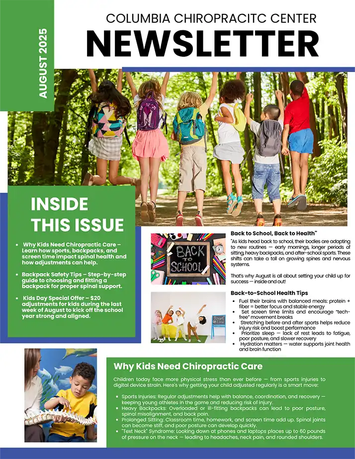 Chiropractic Colombia MO August 2025 Newsletter Part 01 August 2025 Newsletter For Columbia Chiropractic Center Kids Jumping In Nature